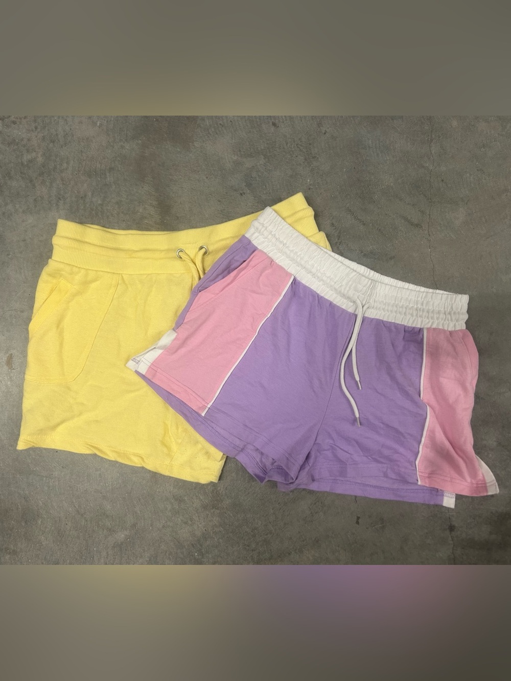 Women's Colorblock Shorts in Lavender, Pink & Yellow